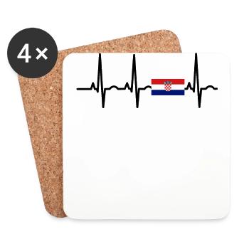 EKG heartbeat Kroatien - Untersetzer (4er-Set) - Weiß - Vorne