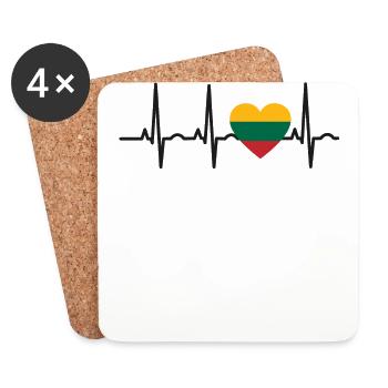 I LOVE ekg heartbeat Litauen Lithuania - Untersetzer (4er-Set) - Weiß - Vorne