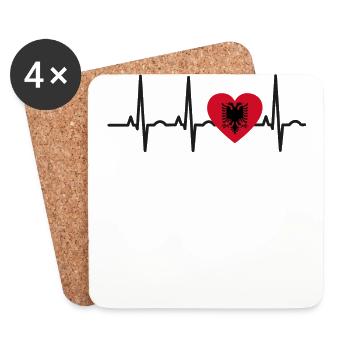 I LOVE ekg heartbeat Albanien Albania - Untersetzer (4er-Set) - Weiß - Vorne