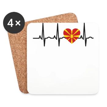 I LOVE ekg heartbeat MAZEDONIEN Macedonia - Untersetzer (4er-Set) - Weiß - Vorne