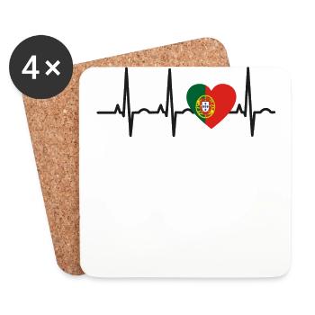 I LOVE ekg heartbeat PORTUGAL portugese - Untersetzer (4er-Set) - Weiß - Vorne