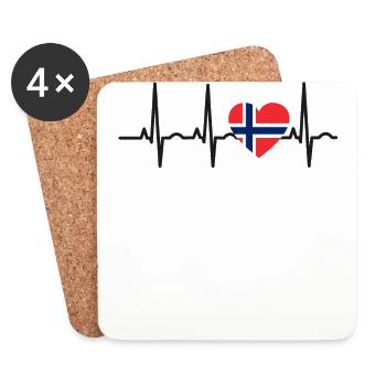 I LOVE ekg heartbeat NORWAY norway denmark - Coasters (set of 4) - white - Front