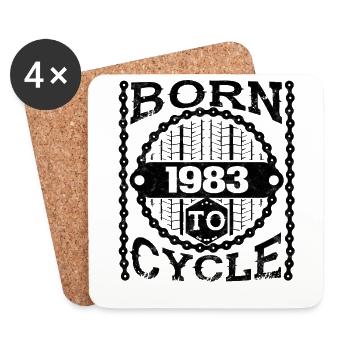 né pour le cycle de cadeau d'anniversaire 1983 - Dessous de verre (lot de 4) - blanc - Devant
