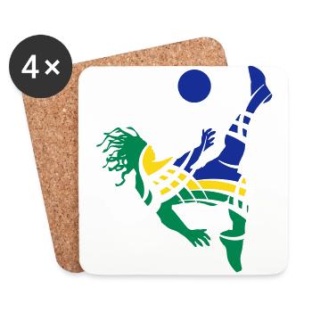 Soccer_blue_yellow_green - Coasters (set of 4) - white - Front