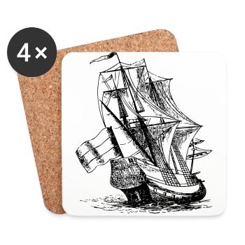 boat sailing boat uboot sailboat sailing yacht - Coasters (set of 4) - white - Front