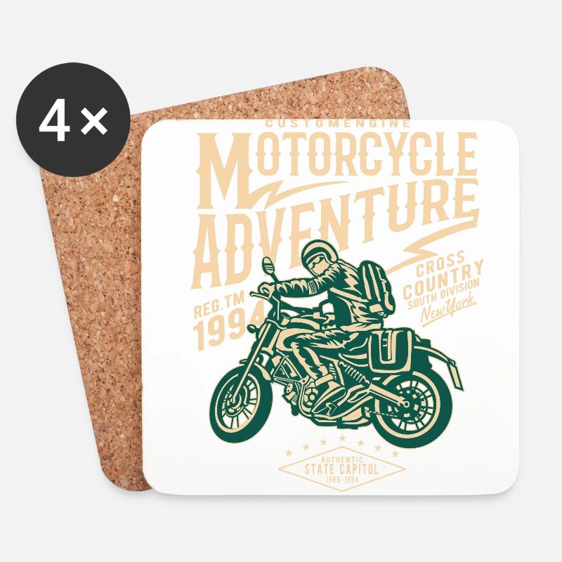 Motorcycle Adventure - Untersetzer (4er-Set) - Weiß