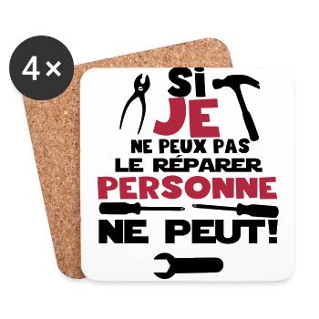 si je ne peux pas - Dessous de verre (lot de 4) - blanc - Devant