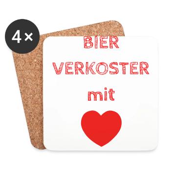 Bierverkoster / Bier / Party / Geschenk - Untersetzer (4er-Set) - Weiß - Vorne