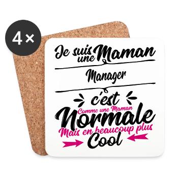 Maman Manager cadeau - Dessous de verre (lot de 4) - blanc - Devant