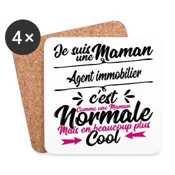 Maman Agent immobilier cadeau - Dessous de verre (lot de 4) - blanc - Devant