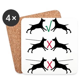 Les chiens en laisse - Dessous de verre (lot de 4) - blanc - Devant