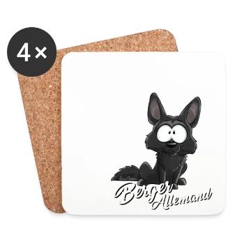 Ich bin Deutscher Schäferhund - schwarz - blancFR - Untersetzer (4er-Set) - Weiß - Vorne