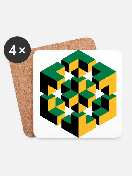 impossible figure Escher cube geometry fantasy - Coasters (set of 4) - white
