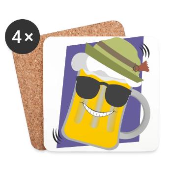 Vatertag Geschenk Bier mit Sonnenbrille Idee - Untersetzer (4er-Set) - Weiß - Vorne