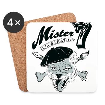Mister 7 Illustration - Untersetzer (4er-Set) - Weiß - Vorne