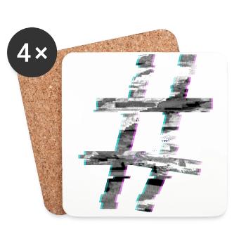 Hashtag glitch - Coasters (set of 4) - white - Front