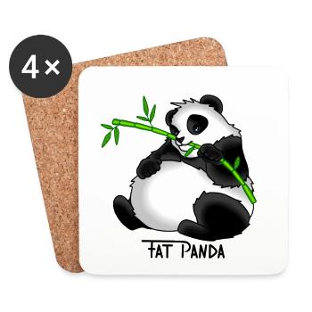 Fat Panda Geschenk Idee - Untersetzer (4er-Set) - Weiß - Vorne
