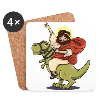Dinosaurier Jesus lustig T-Rex Geschenk Geburt - Untersetzer (4er-Set) - Weiß - Vorne