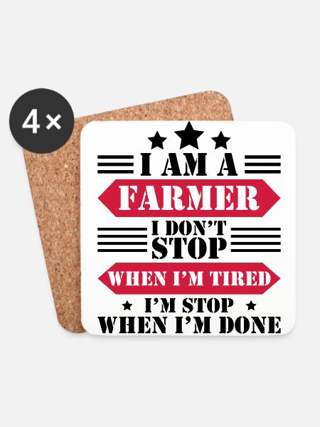 I AM A FARMER-farmers - Coasters (set of 4) - white