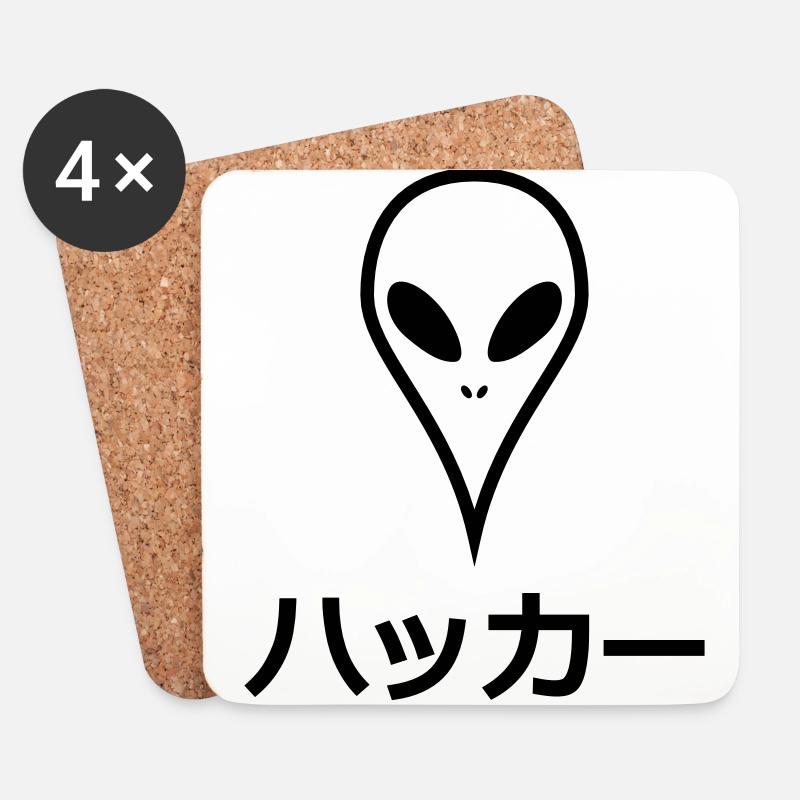 Japanischer Hacker Alien - Untersetzer (4er-Set) - Weiß