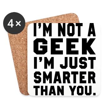 Je ne suis pas un geek - Dessous de verre (lot de 4) - blanc - Devant