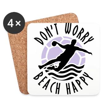 Don # t Worry Beach Happy beach handball - Dessous de verre (lot de 4) - blanc - Devant