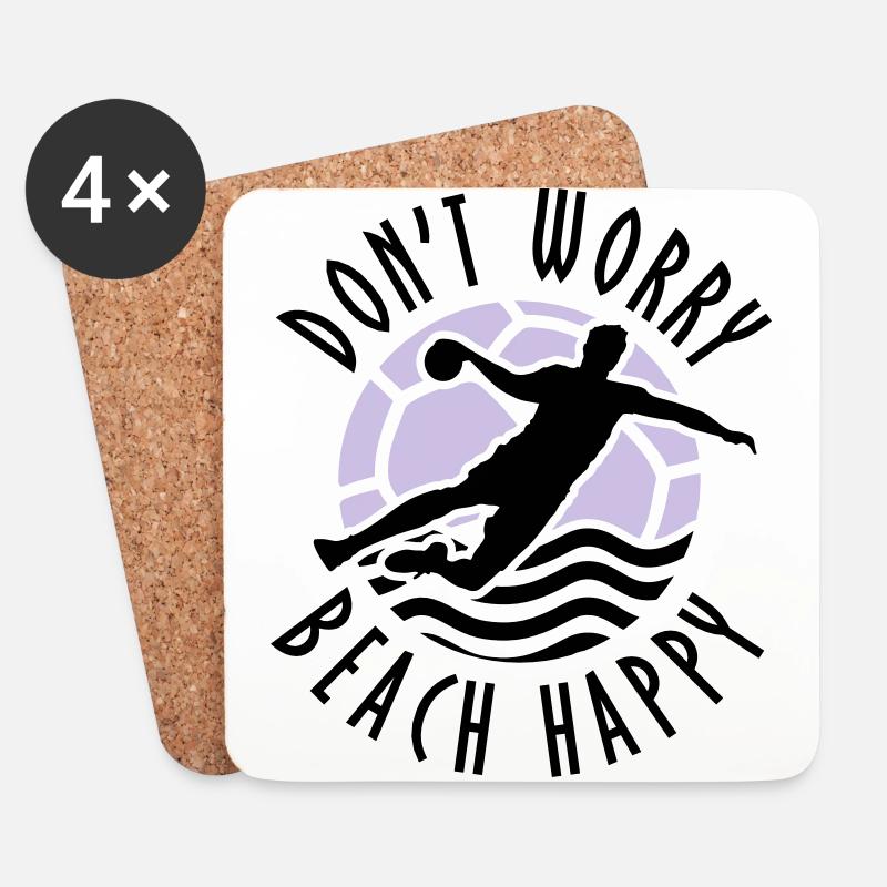 Don # t Worry Beach Happy beach handball - Coasters (set of 4) - white