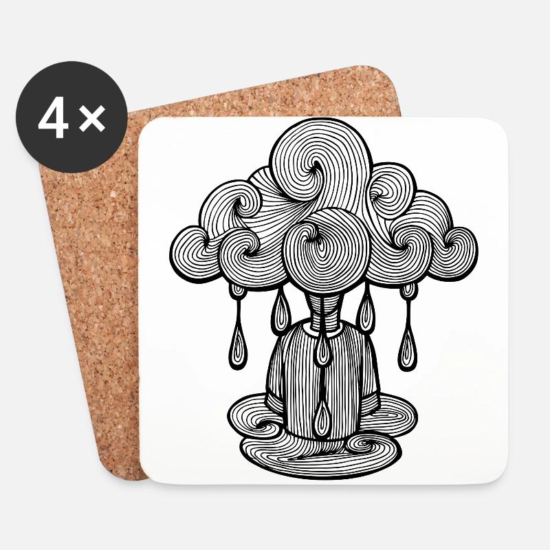 Cloud Montag Regen, Montag ist schlecht ... - Untersetzer (4er-Set) - Weiß