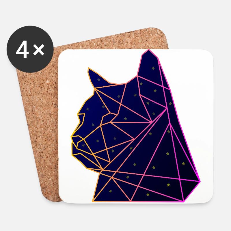 Raum Katze - Untersetzer (4er-Set) - Weiß