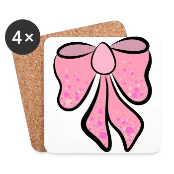 beautiful pink, pink bow, gift idea - Coasters (set of 4) - white - Front