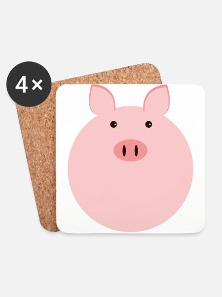 Piggy Fred - Coasters (set of 4) - white