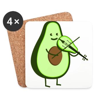 Avocat avec violon - Dessous de verre (lot de 4) - blanc - Devant