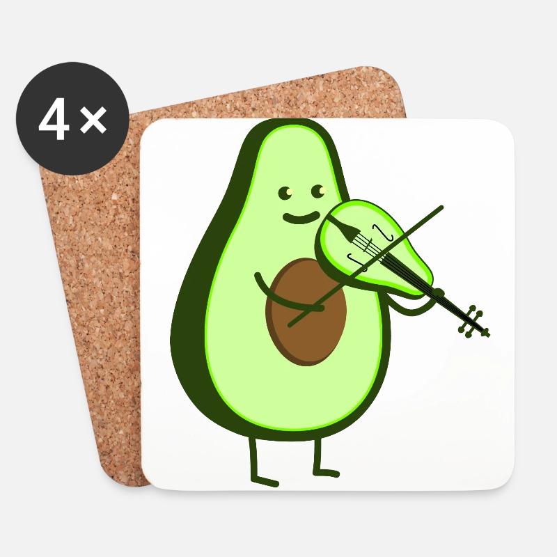 Avocado mit Geige - Untersetzer (4er-Set) - Weiß