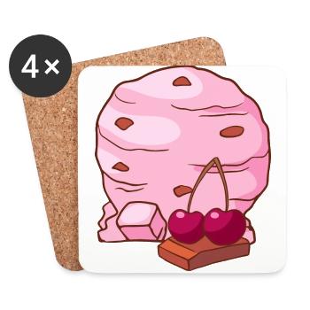 Cherry Ice Cream Ice Cream Ice Cream Ice Cream - Coasters (set of 4) - white - Front