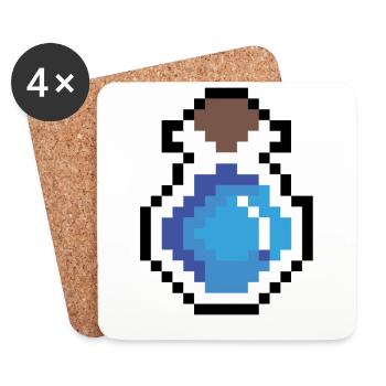 Potion bleue pixel art - Dessous de verre (lot de 4) - blanc - Devant