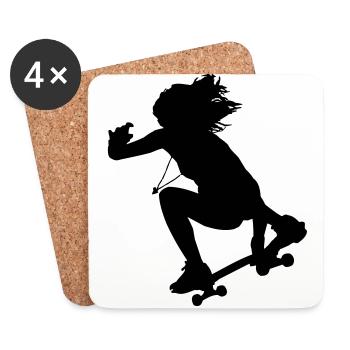 Skate Girl Skateboard Longboard - Untersetzer (4er-Set) - Weiß - Vorne