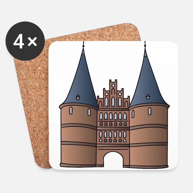 Holstentor Lübeck c - Untersetzer (4er-Set) - Weiß