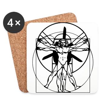 Leonado da Vinci Vitruvian Man - Coasters (set of 4) - white - Front
