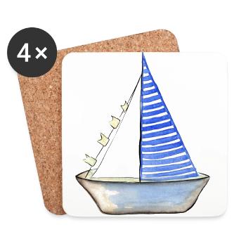 sailboat - Coasters (set of 4) - white - Front