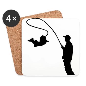Fishing fisher man - Coasters (set of 4) - white - Front