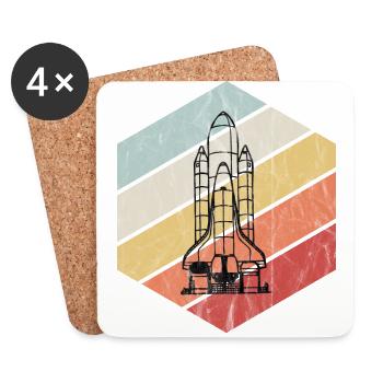 Vintage Space Shuttle - Weltraum, Astronaut - Untersetzer (4er-Set) - Weiß - Vorne