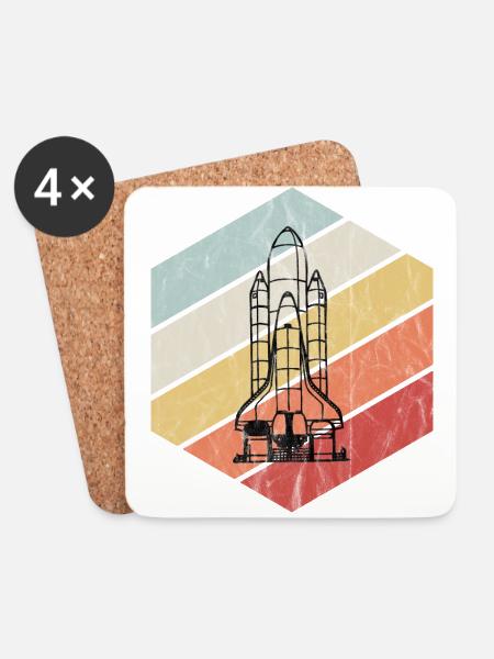 Vintage Space Shuttle - Weltraum, Astronaut - Untersetzer (4er-Set) - Weiß