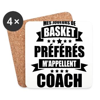 mes joueurs de basket préférés m'appellent coach - Dessous de verre (lot de 4) - blanc - Devant
