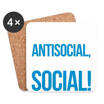 Antisocial - Untersetzer (4er-Set) - Weiß - Vorne