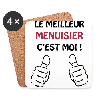 Menuisier / Menuiserie / Bois / Charpentier - Coasters (set of 4) - white - Front