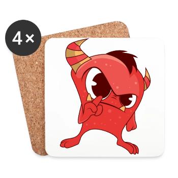 Monstre rouge - Dessous de verre (lot de 4) - blanc - Devant