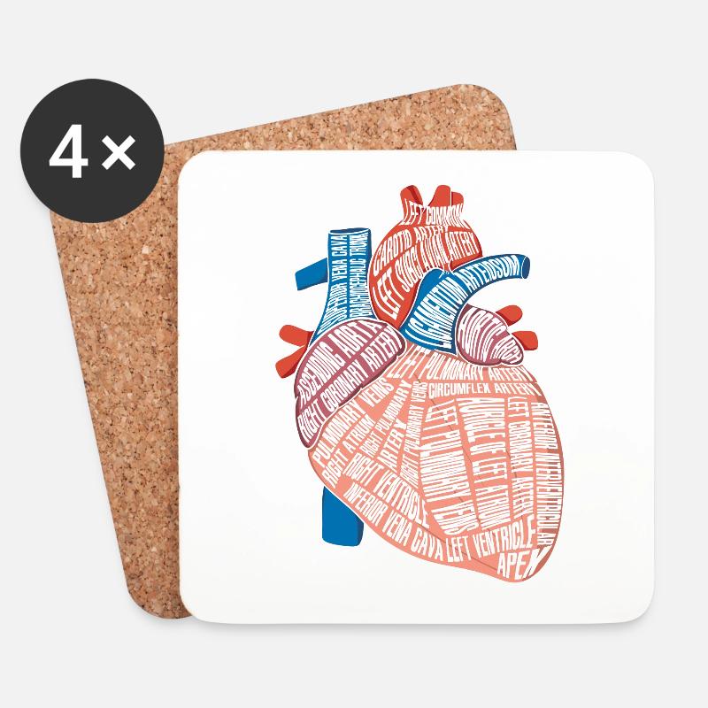 Herz Anatomie Biologe Herzschlag Medizin Geschenk - Untersetzer (4er-Set) - Weiß