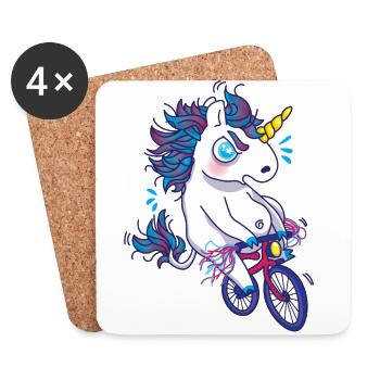 Cute unicorn animal bike gift idea funny - Coasters (set of 4) - white - Front
