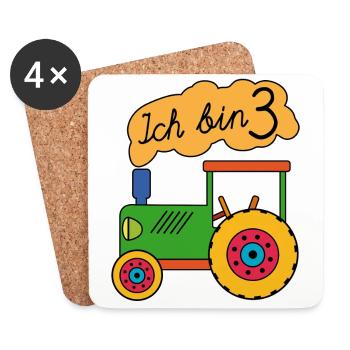 Ich bin 3 | Ich bin drei Jahre - Untersetzer (4er-Set) - Weiß - Vorne