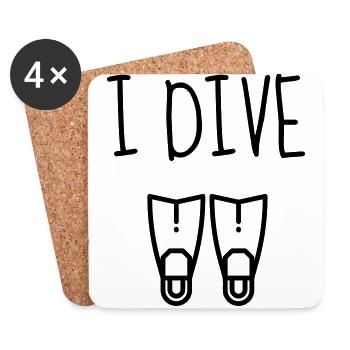 Scuba Diving Diver Plongée Sous-Marine Tauchen - Coasters (set of 4) - white - Front